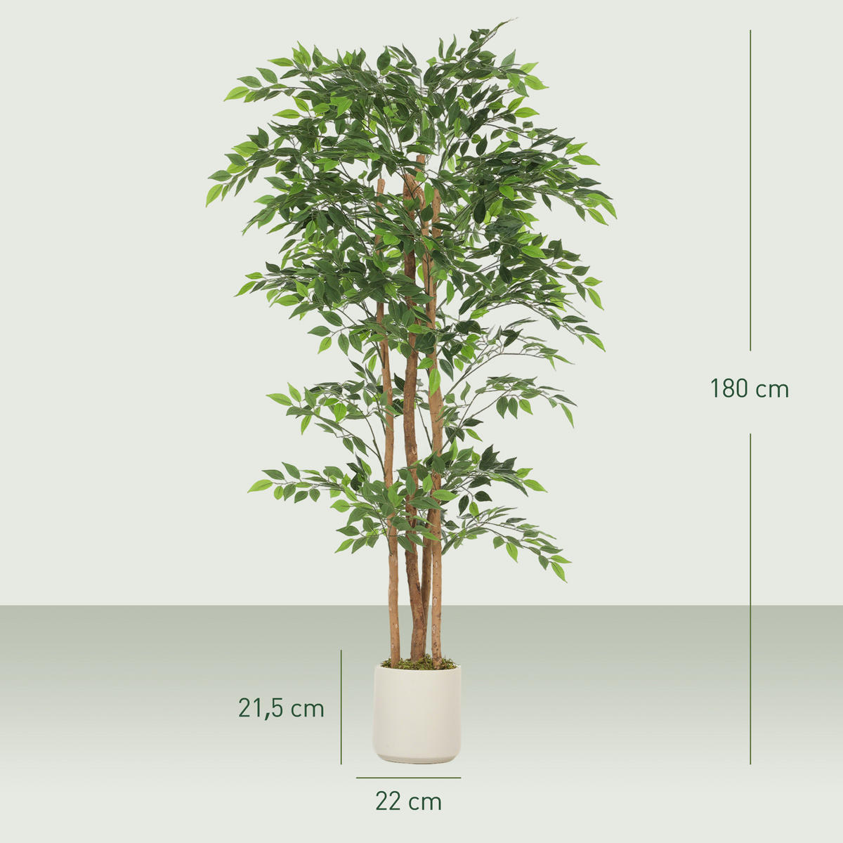 KÜNSTLICHE Pflanzen Grün 75.0/75.0/180.0cm - Grün, Kunststoff (180cm)