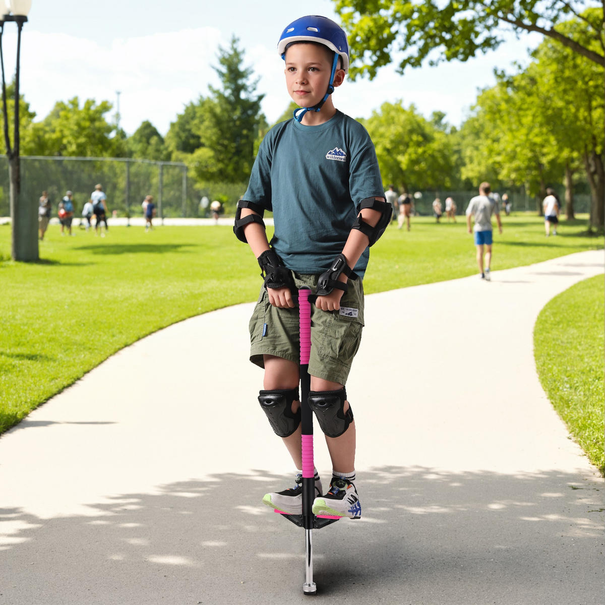 POGO-STICK - Rosa, Kunststoff/Textil (24/6cm) - Relaxdays