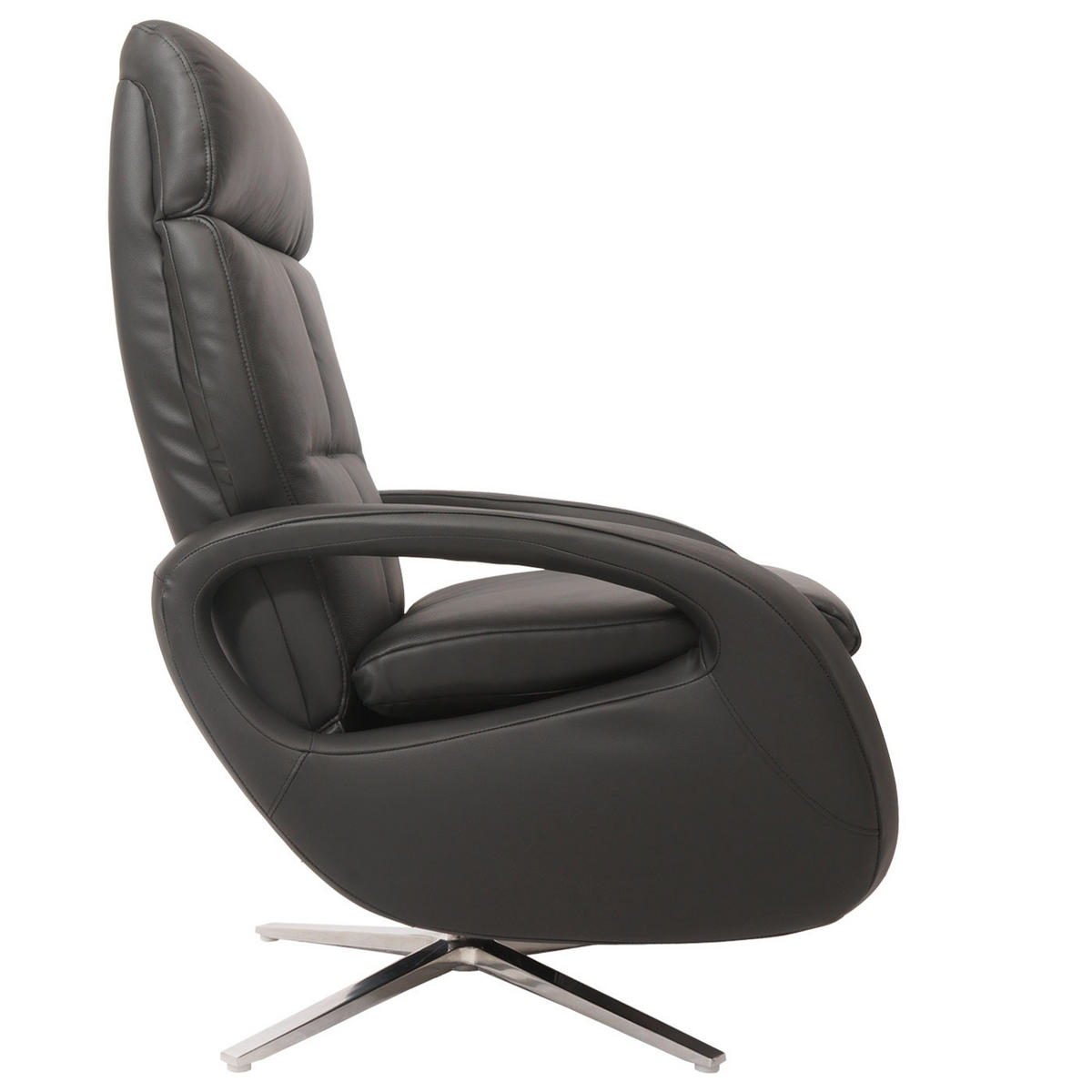 RELAXSESSEL Schwarz - Schwarz, Leder (70/109/147cm) - MCW