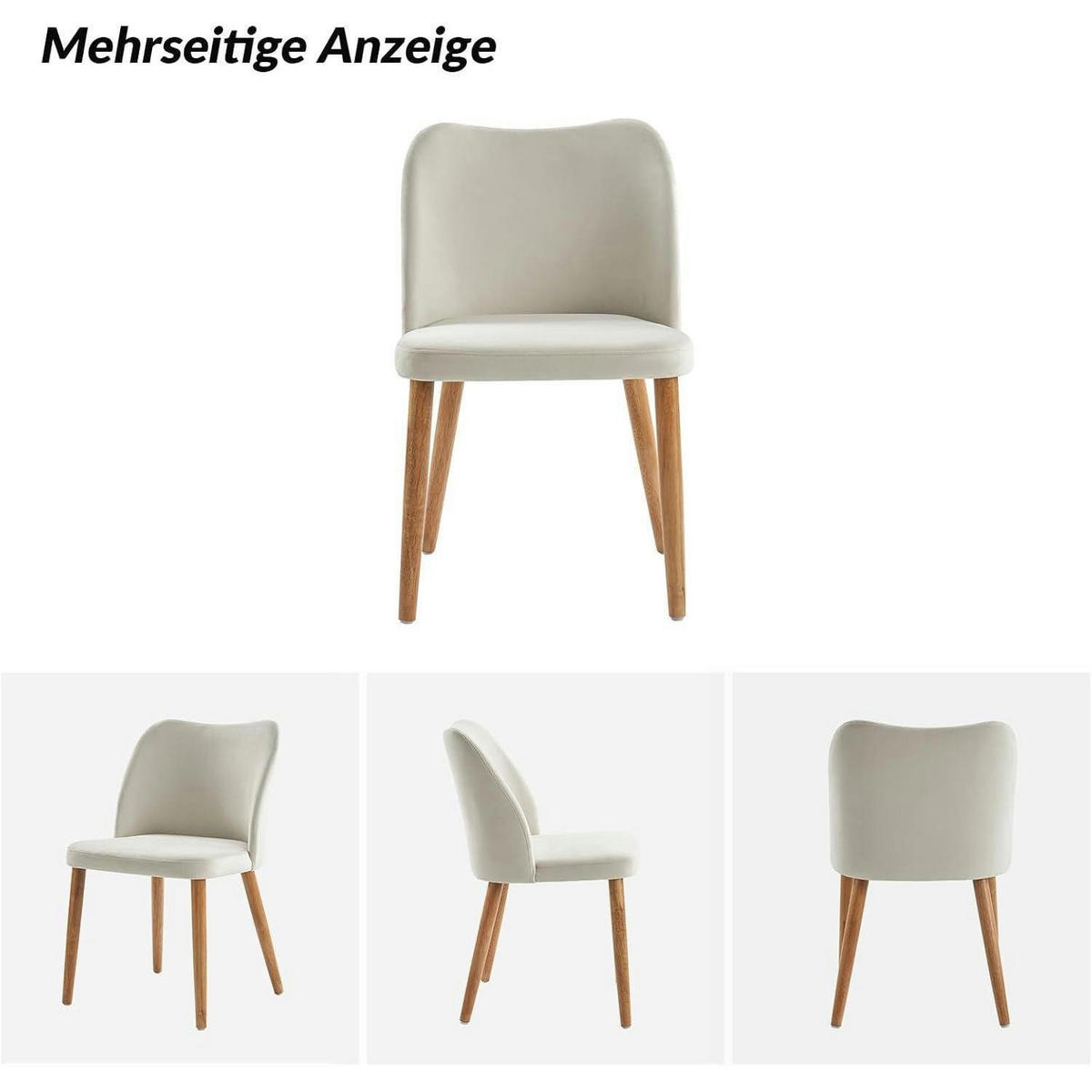 ESSZIMMERSTUHL 4er Set Weiß mit Holzbeinen - Weiß, Textil (47/77/51cm)