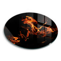GLASPLATTE Ø 30 cm Feuerflamme - Schwarz, Glas (30/30cm) - Wallfluent