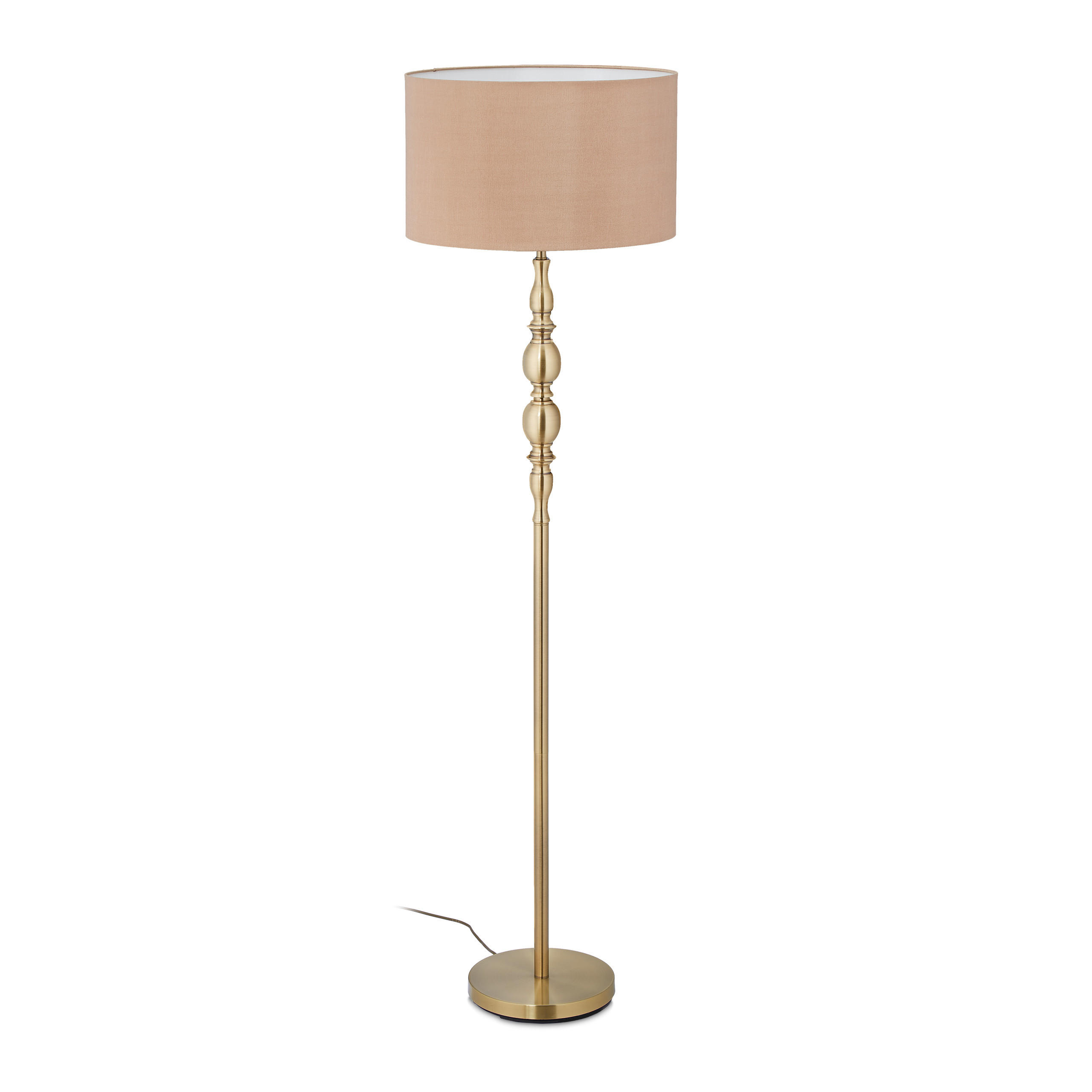 Relaxdays LAMPADÉR Béžový zlatý s textilním stínidlem E27 60 W