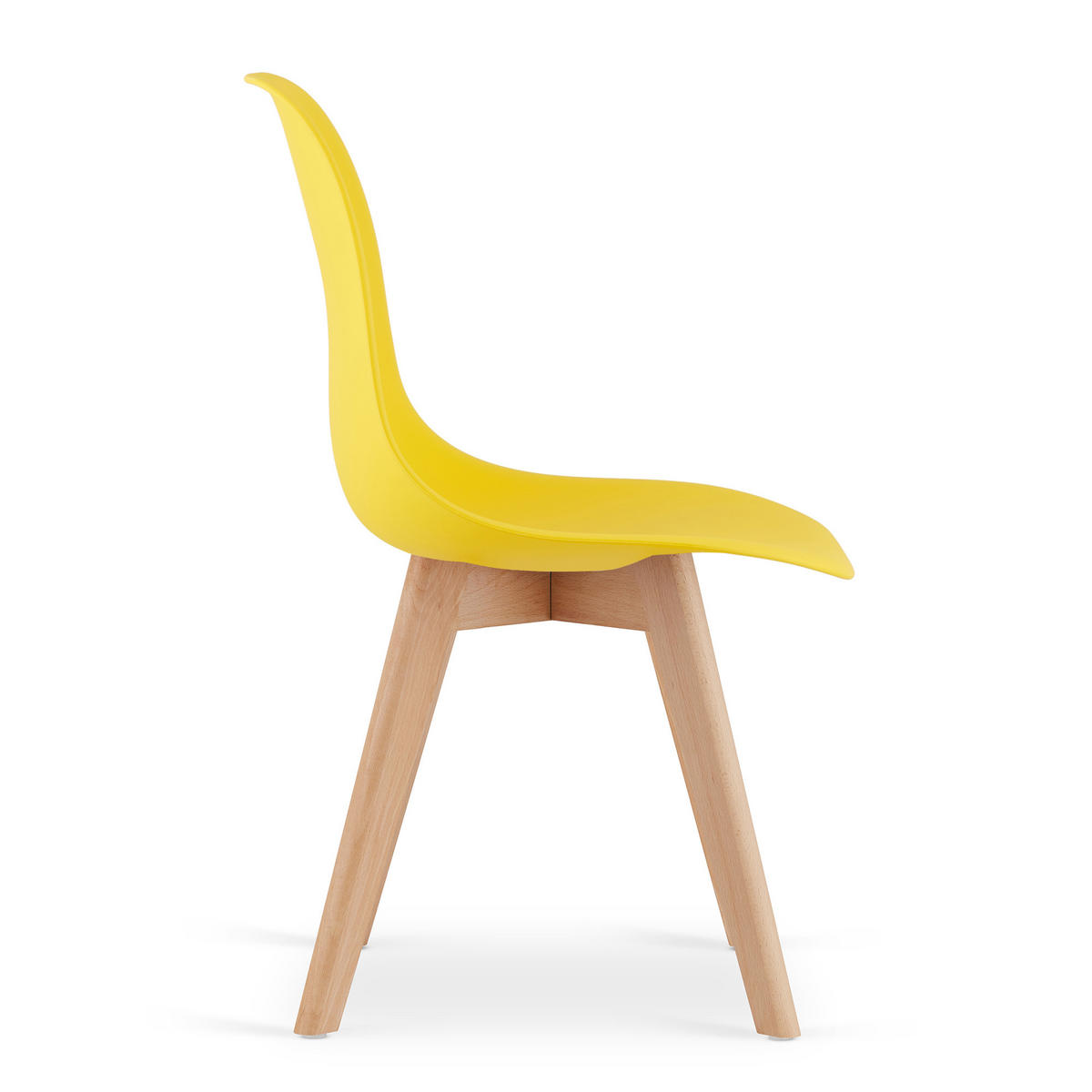 ESSZIMMERSTUHL 4-er Set KITO gelber Sitz, natürliche Beine - Gelb/Naturfarben, Kunststoff (46/80/54.5cm) - Valora