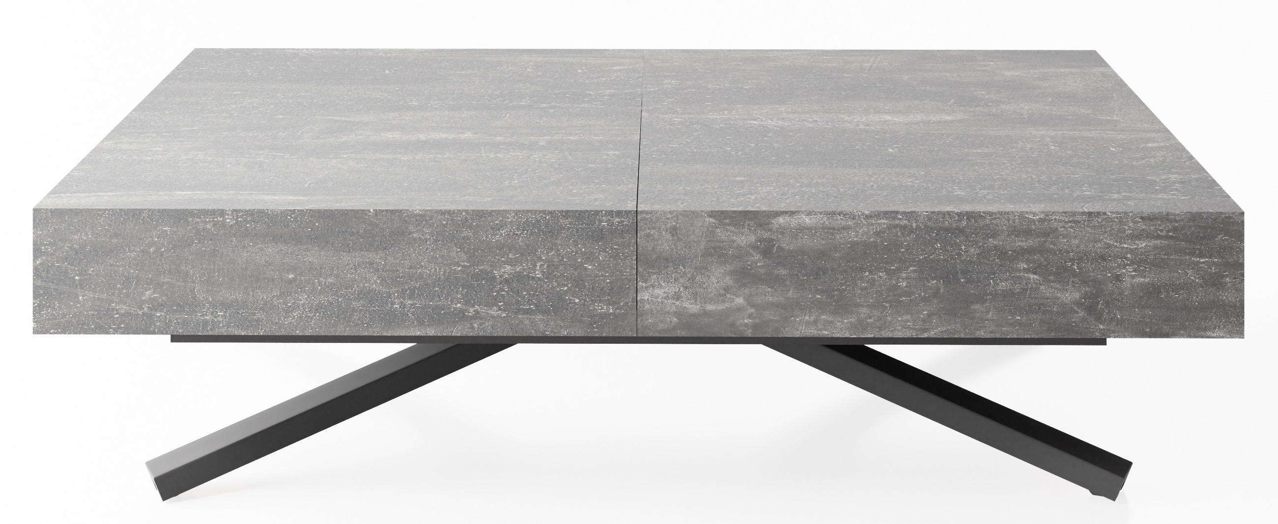 COUCHTISCH Cavetta X höhenverstellbar ausziehbar, Grauer Beton 120-200/80/27-76 cm - Hellgrau/Schwarz, Holzwerkstoff/Metall (80/120/76cm) - WFL GROUP