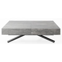 COUCHTISCH Cavetta X höhenverstellbar ausziehbar, Grauer Beton 120-200/80/27-76 cm - Hellgrau/Schwarz, Holzwerkstoff/Metall (80/120/76cm) - WFL GROUP
