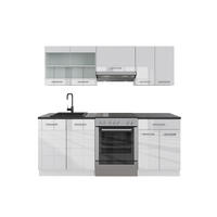 KÜCHE R-Line Weiß Hochglanz/Weiß 200 cm ohne AP - Weiß Hochglanz/Weiß, Holzwerkstoff (200/81.6/46cm) - Vicco
