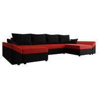 WOHNLANDSCHAFT Dante U - Rot/Schwarz, Holz/Kunststoff (310/82/140cm) - MIRJAN24