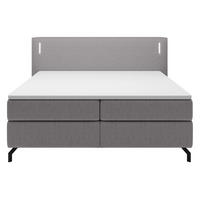 BOXBETT Lanco Grau Velours 180/200 cm - Schwarz/Grau, Textil/Metall (180/200cm) - Selsey
