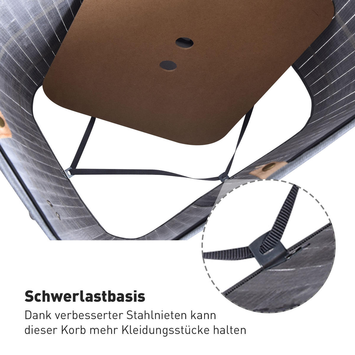 WÄSCHEKORB, Bambus, Grau - Grau, Naturmaterialien (30/60/40cm) - HOMCOM