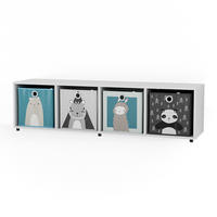 KINDERREGAL Ludus Weiß 142.5 x 36.2 cm mit 4 Faltboxen - Weiß, Holzwerkstoff (142.5/36.2/33cm) - Vicco