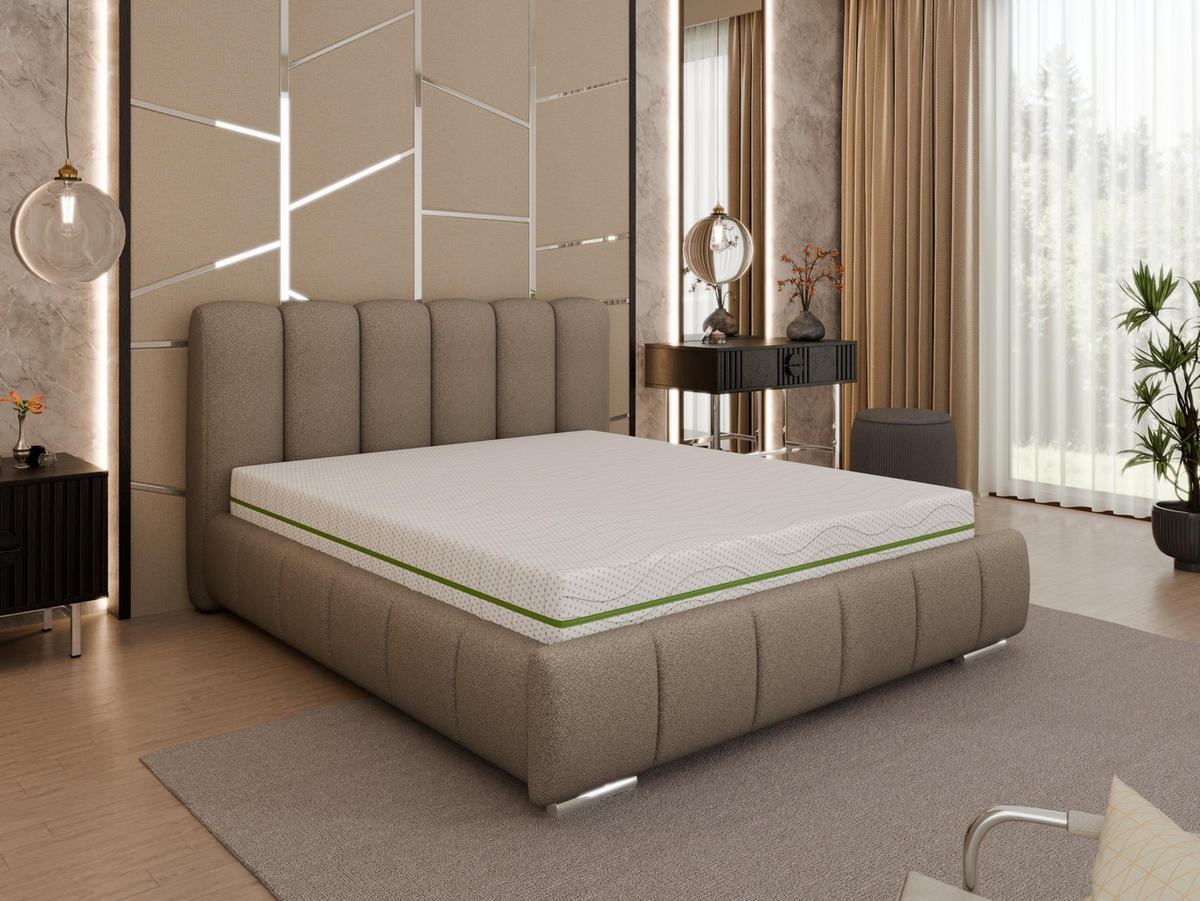 POLSTERBETT Zaira 160x200cm – Elegantes Polsterbett für modernen Wohnstil , ZONIERTE MULTI-TASCHEN-FEDERKERN (24cm), braun - Braun, Holz (140/200cm) - Homesy