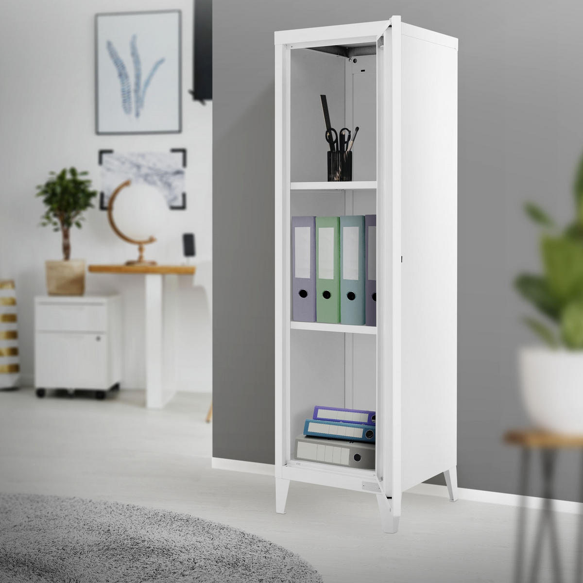 AKTENSCHRANK hoch 38x38x137,5 cm Weiß aus Stahl - Weiß, Metall (38/137.5/38cm) - ML-DESIGN