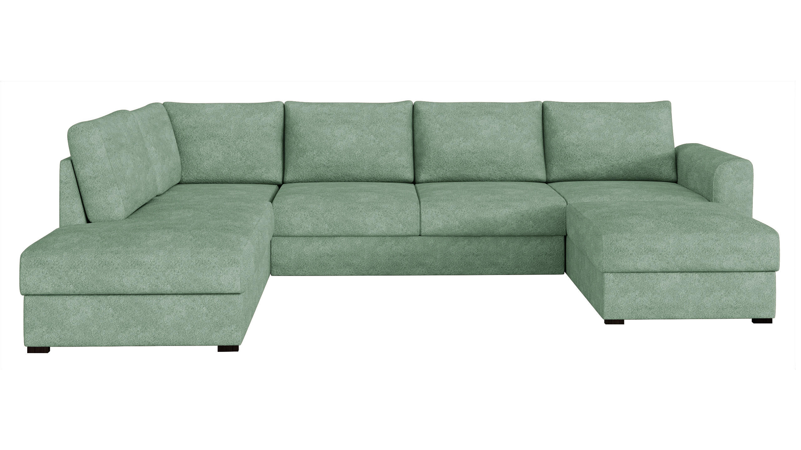 WOHNLANDSCHAFT Wilma, Seite: Links - Schwarz/Hellgrün, Holz/Textil (305/85/188cm) - MIRJAN24