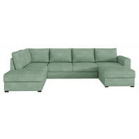 WOHNLANDSCHAFT Wilma, Seite: Links - Schwarz/Hellgrün, Holz/Textil (305/85/188cm) - MIRJAN24