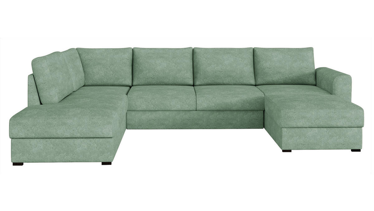 WOHNLANDSCHAFT Wilma, Seite: Links - Schwarz/Hellgrün, Holz/Textil (305/85/188cm) - MIRJAN24
