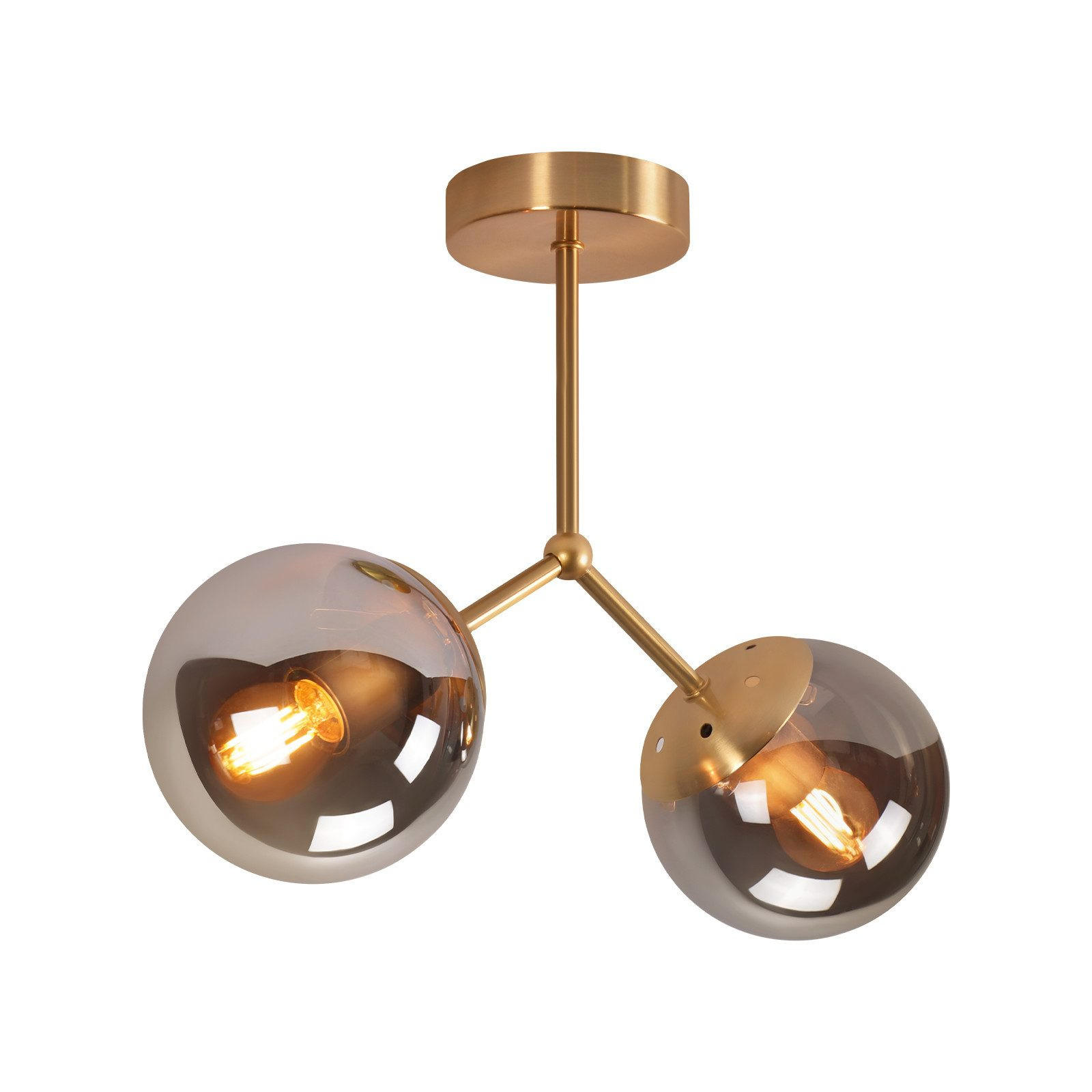 DECKENLEUCHTE Lashley 38/30.5/38cm - Goldfarben, Glas (30.5/38/38cm) - Nettlife