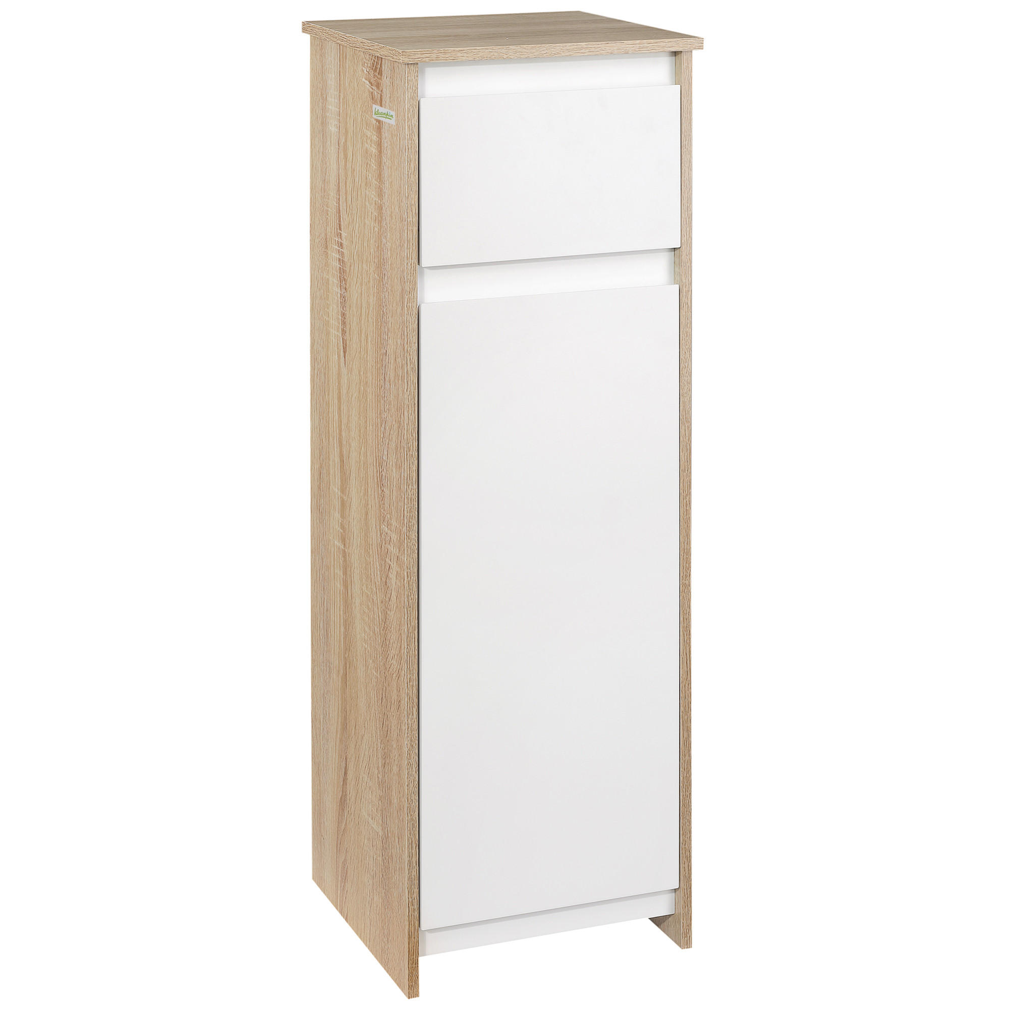 MIDISCHRANK DE-12519 32,6/30/90 cm mit 1 Schublade und 1 Tür Weiß / Naturholz - Weiß, Holzwerkstoff (30/90/32.6cm) - ComfortXL