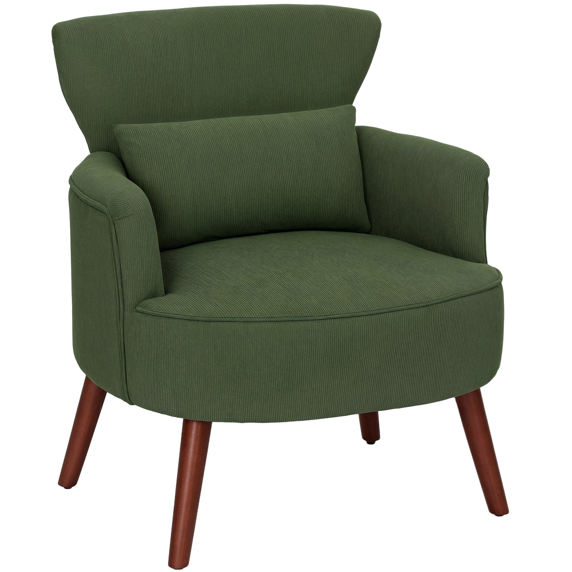 SESSEL Loungesessel mit Armlehnen, Relaxsessel mit Kissen Cordoptik Grün - Braun/Grün, Textil (69/78/69.5cm) - HOMCOM
