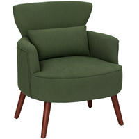 SESSEL Loungesessel mit Armlehnen, Relaxsessel mit Kissen Cordoptik Grün - Braun/Grün, Textil (69/78/69.5cm) - HOMCOM