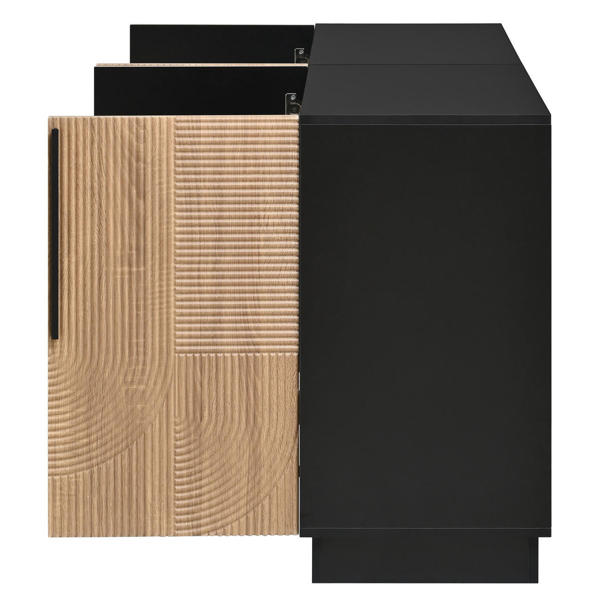 SIDEBOARD 4 Türen Relieffront Metallgriffe MDF Schrank Modern - Multicolor, Holzwerkstoff (160/76/42cm) - FLIEKS
