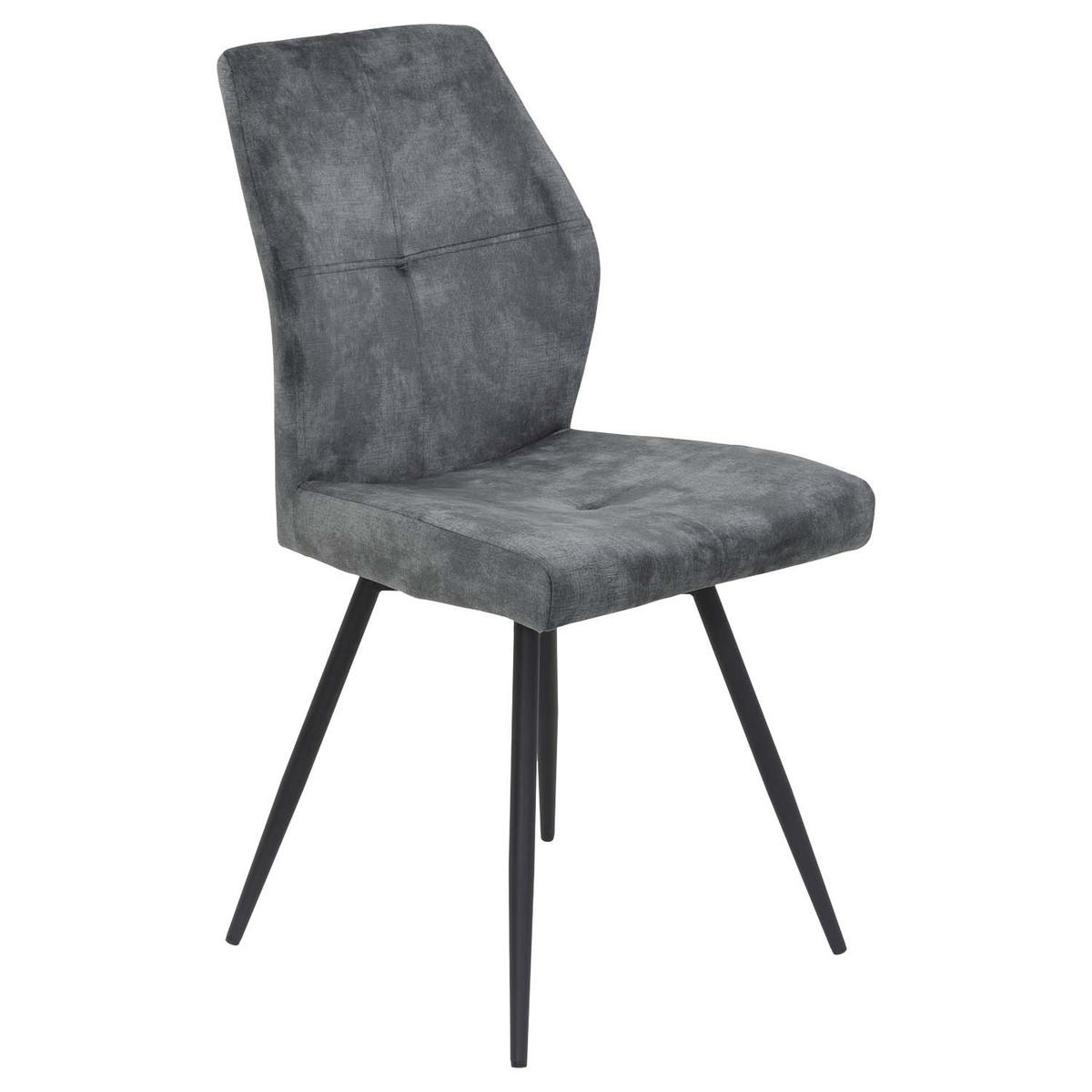 ESSGRUPPE Neelia, 5 tlg. - Tisch Betonoptik, 4 Stühle Anthrazit - Anthrazit/Schwarz, Holzwerkstoff/Textil (140/76/80cm) - Möbel Stellbrink