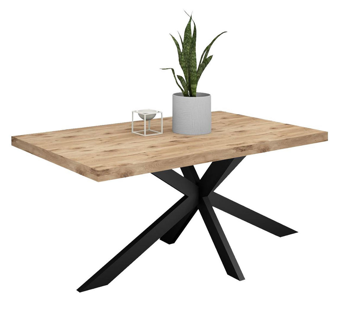 ESSTISCH Elgin 2 210x80x100 Metall+Holzwerkstoff Schwarz/Viking Oak - Eichefarben/Schwarz, Holzwerkstoff (210/100/80cm) - 58aufmkessel