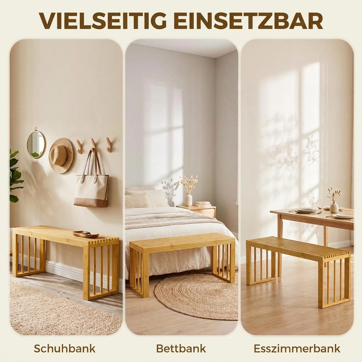 SCHUHBANK Bambus Naturholz - Naturfarben, Holz/Bambusholz (33/43/90cm) - HOMCOM