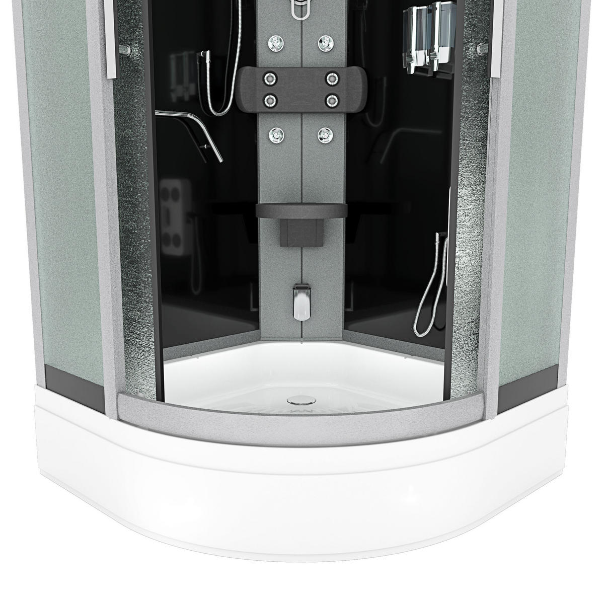 DAMPFDUSCHE Duschkabine D58-63M2 sw 100x100 - Schwarz, Glas/Kunststoff (100/100/225cm) - AcquaVapore by Sandra Jentho