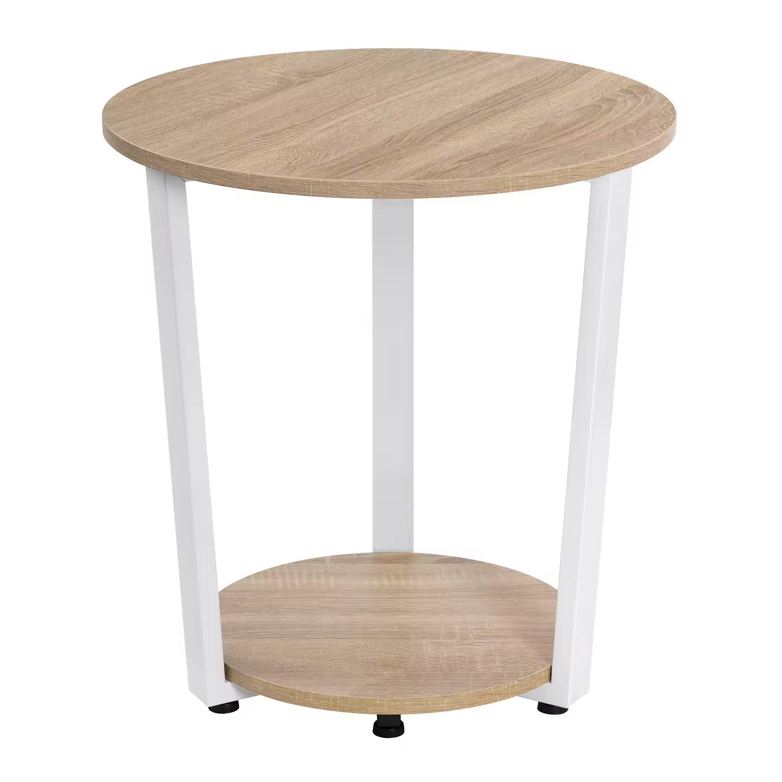 BEISTELLTISCH DE-37223 rund mit 2 Regalen Helle Eiche - Eichefarben, Metall (50/50/53cm) - ComfortXL