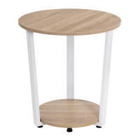 BEISTELLTISCH DE-37223 rund mit 2 Regalen Helle Eiche - Eichefarben, Metall (50/50/53cm) - ComfortXL