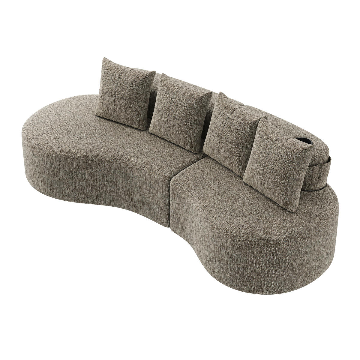 3-SITZER SOFA leinenstoff farbwahl mit getränkehalter & seitentaschen - Sandfarben, Textil (240/63/109cm) - Urban Meuble