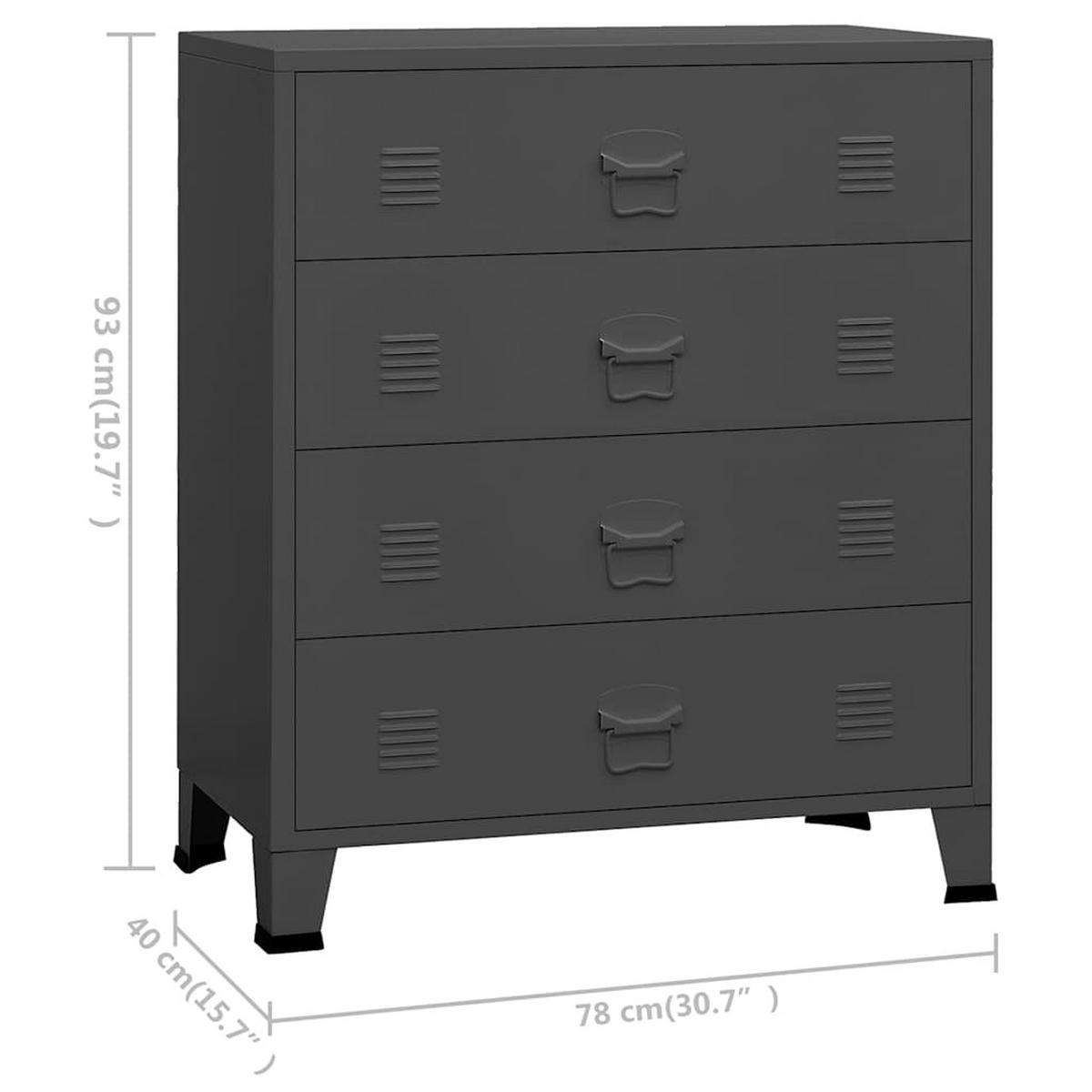 INDUSTRIAL Kommode Mit Schubladen Anthrazit 78/40/93 Cm Metall - Anthrazit, Metall (40/93/78cm) - vidaXL