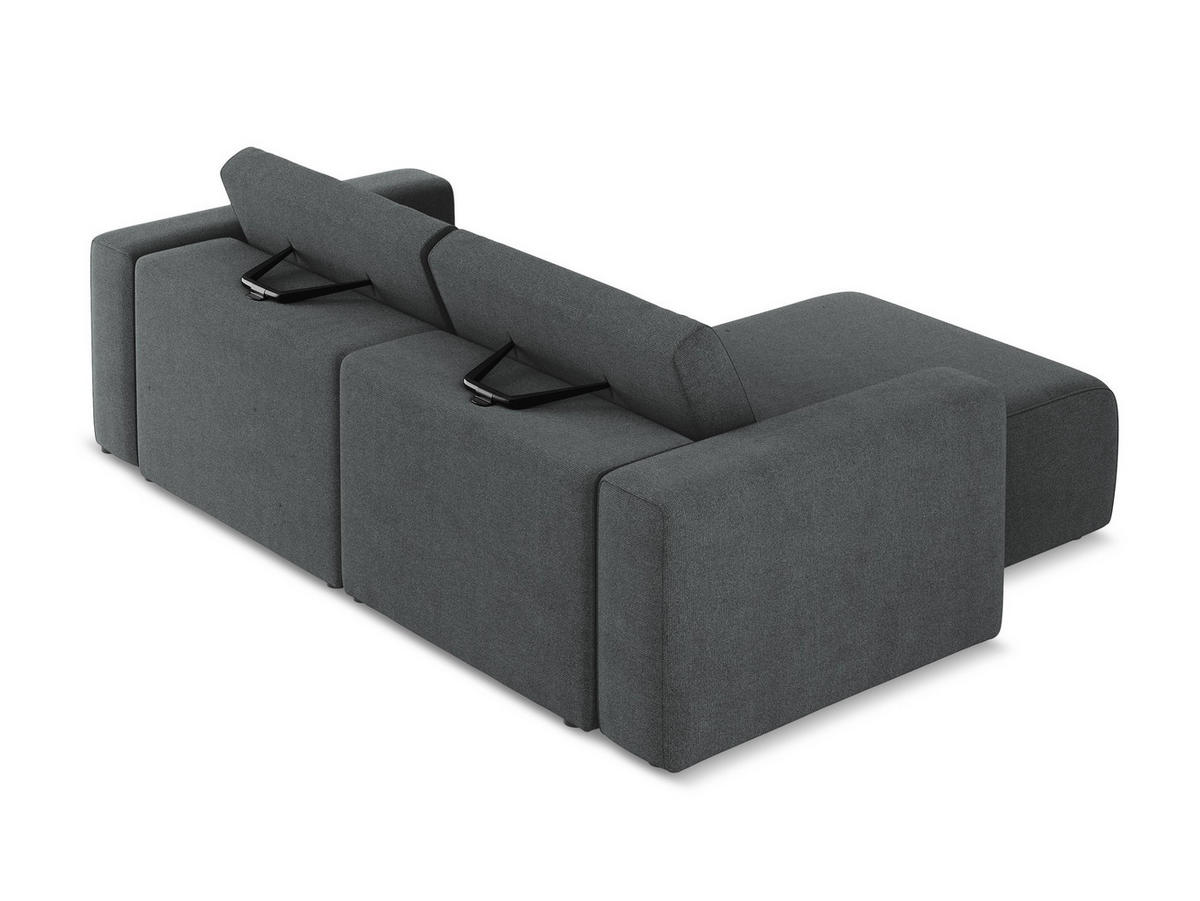 ECKSOFA Links Strukturstoff Stoff Grau - Schwarz/Grau, Kunststoff/Textil (167/224cm) - Makamii