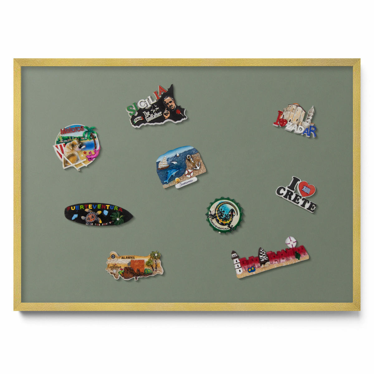 MAGNETTAFEL 70x50 cm Goldener Rahmen Oliv - Nussbaumfarben, Metall (70/50/0.4cm) - TULUP
