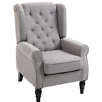 OHRENSESSEL 74/86/102 cm in Grau mit Knopfheftung und Holzbeinen - Grau, Textil (86/102/74cm) - Flora Grace