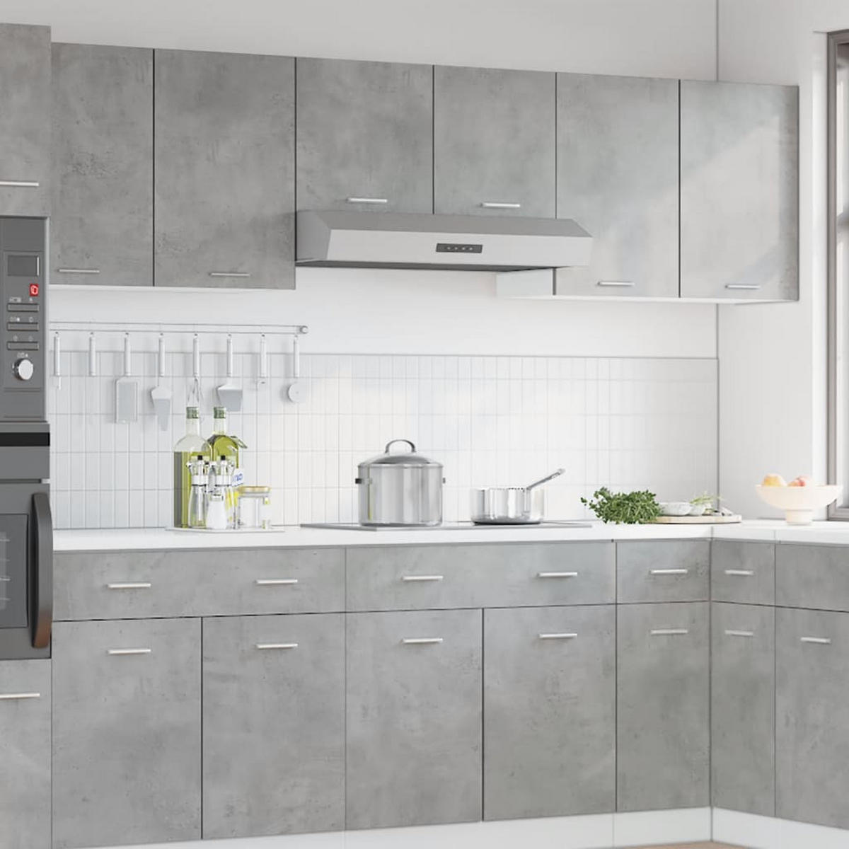 KÜCHENOBERSCHRANK Lyon mit 2 Türen 80/31/60 cm aus Holzwerkstoff Betongrau - Hellgrau, Holz (80/60/31cm) - vidaXL