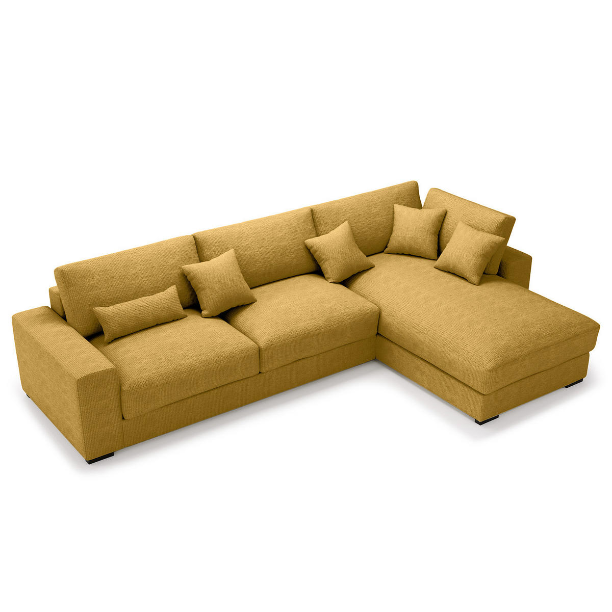 ECKSOFA mit Longchair - Gelb/Schwarz, Kunststoff/Textil (340/205cm) - home24