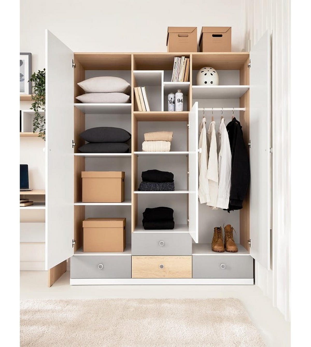 SCHLAFZIMMER Set 6-tlg. – PIXEL System – Sonoma Eiche / Grau - Eichefarben, Holzwerkstoff (150/190/50cm) - hi-markt