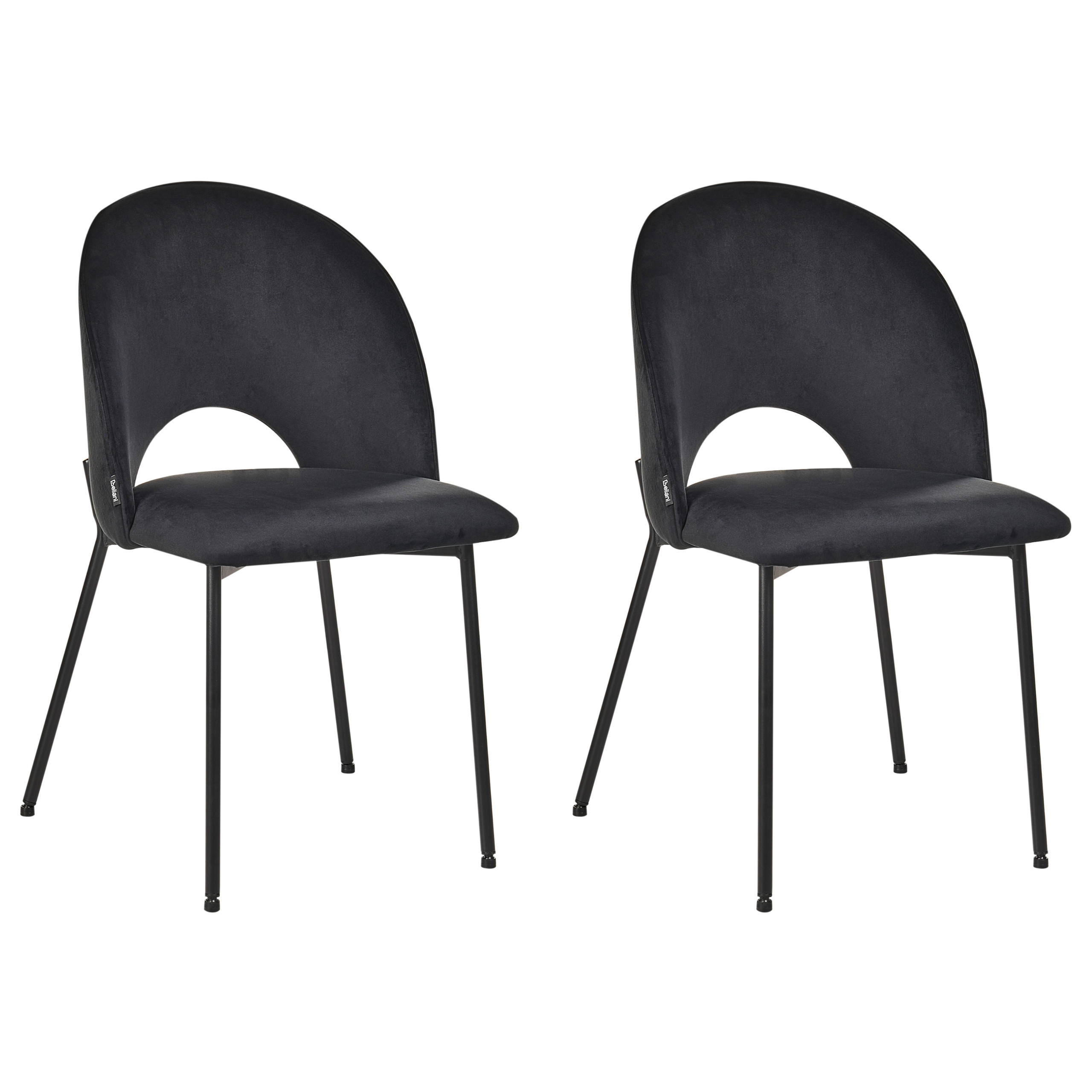 ÉTKEZŐSZÉK 2 darabos Szett Bársony Fekete Covelo - fekete, textil/fém (48/83/53cm) - Beliani
