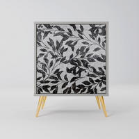 SIDEBOARD CHARCOAL SPROUT, Grau, 57,5x42x75,5 cm, Goldfarbene Metallfüße - Goldfarben/Multicolor, Holzwerkstoff/Metall (57.5/75.5/42cm) - SpaceRebels