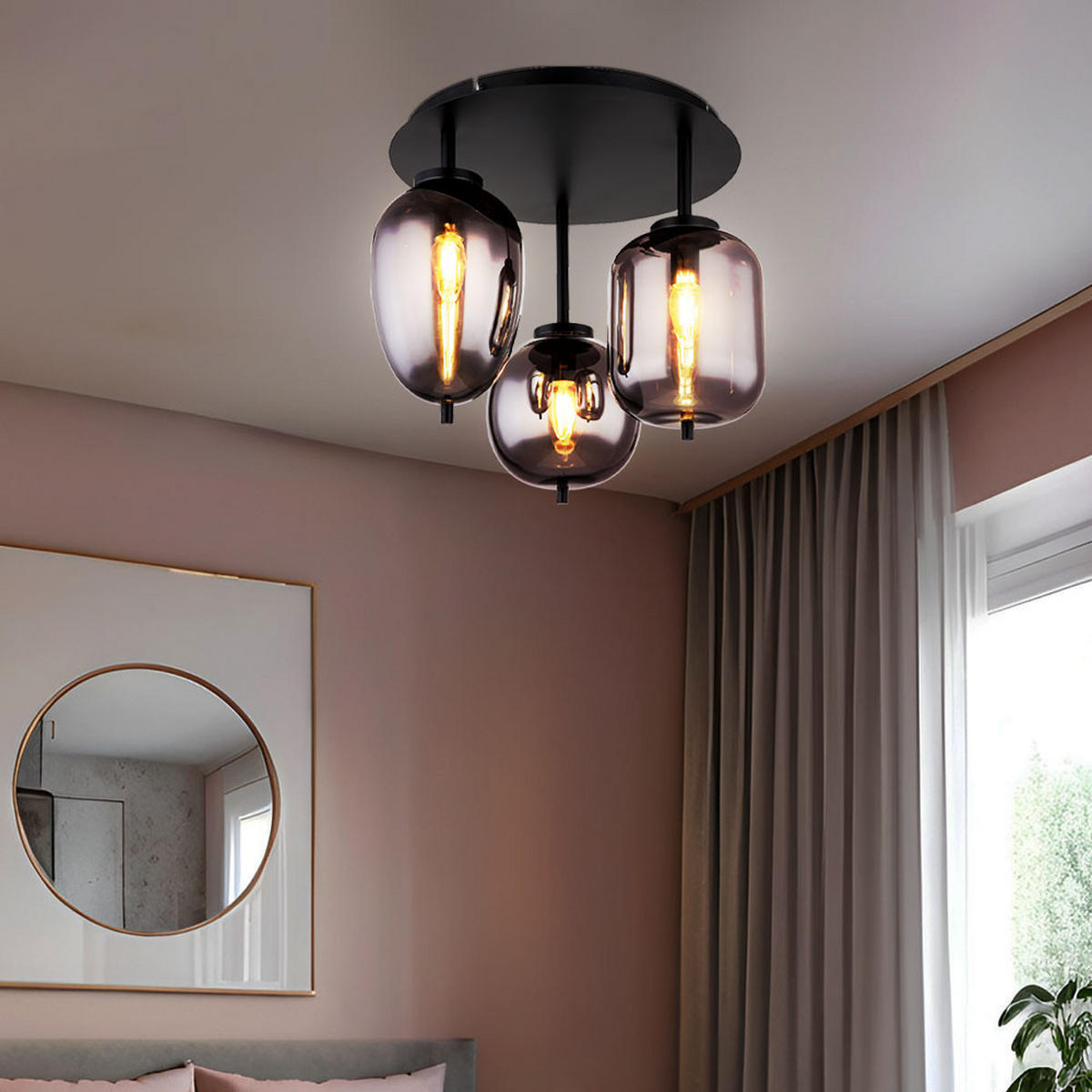 LED DECKENLEUCHTE Metall Schwarz - Schwarz, Glas (46/46/36cm) - Globo Lighting