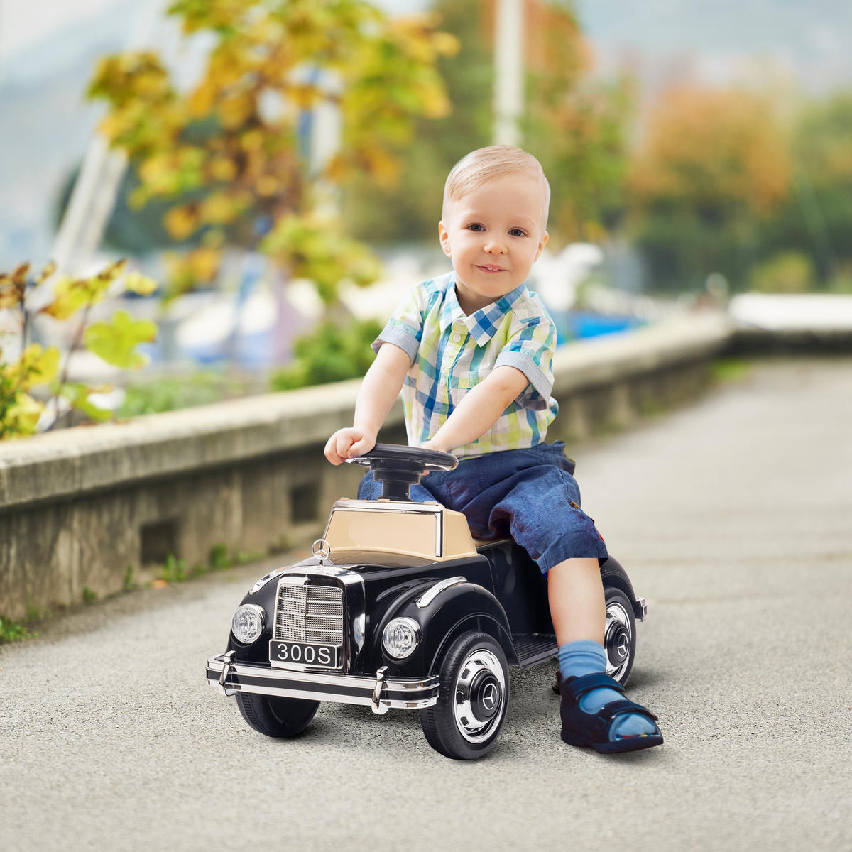 KINDER RUTSCHAUTO, Schwarz, Kunststoff+ Metall - Schwarz, Metall (77.5/41.5/45cm) - AIYAPLAY