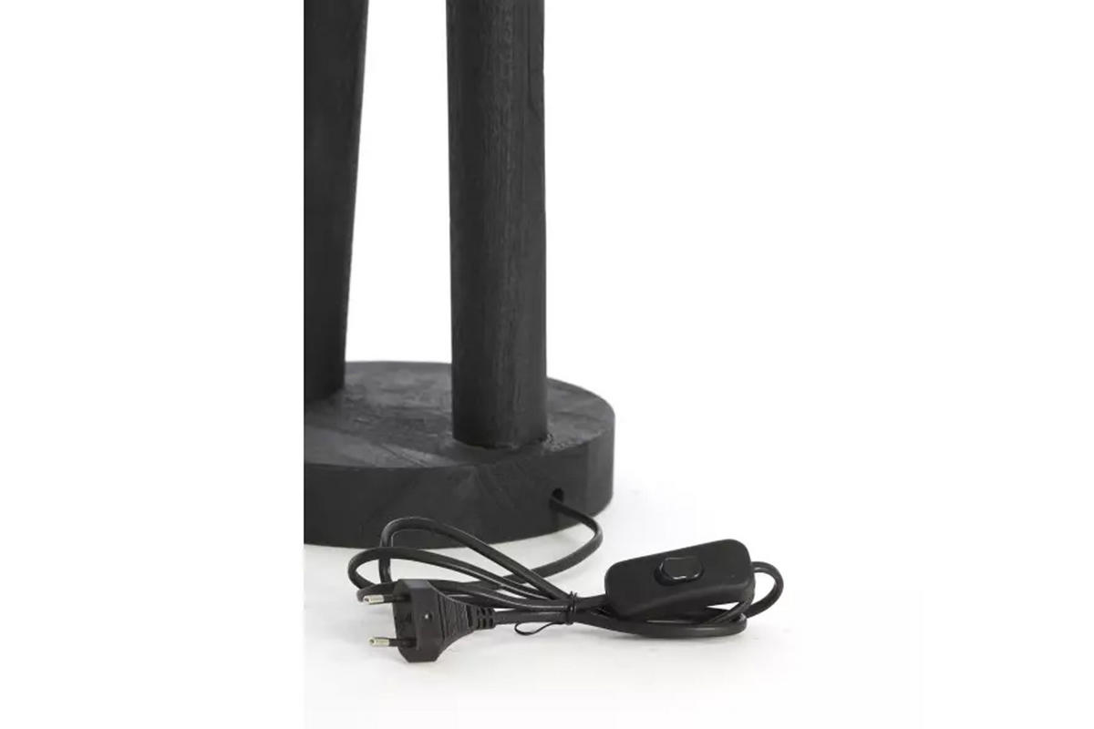 TISCHLEUCHTE XITTA Ø20x55 cm, Holz, Schwarz - Schwarz, Holz (20/20/55cm) - Light & Living