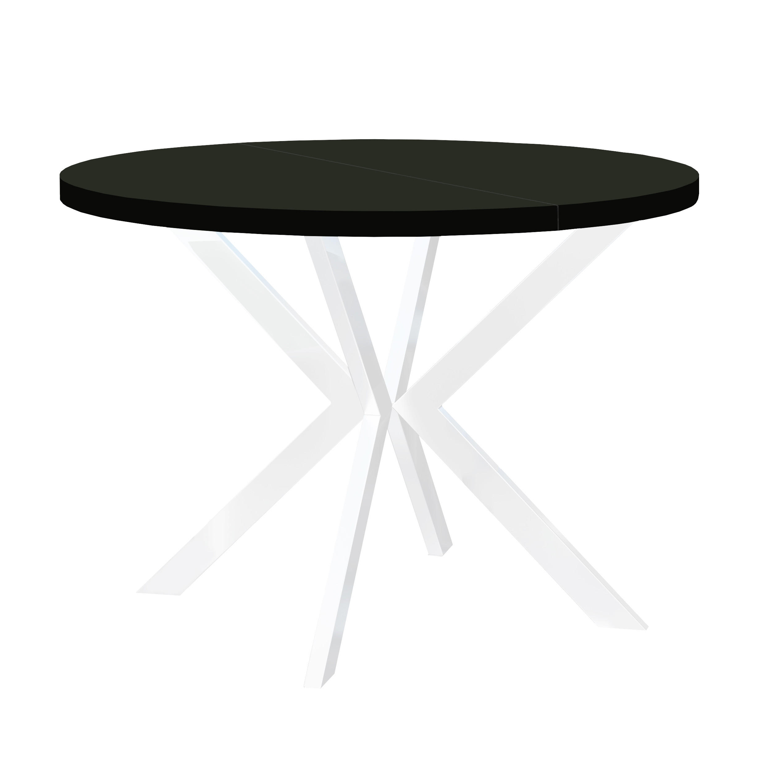 ESSTISCH ENDIK, Durchmesser: 100 / 200 cm, Farbe: Schwarz / Weiß - Schwarz/Weiß, Holz (200/100/77cm) - Dekori_Interiors