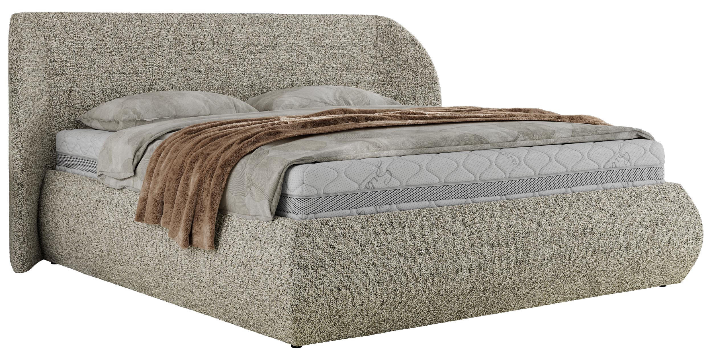 POLSTERBETT CAELA CLASSIC 200/200 - Beige Strukture - Schaum-Matratze - Beige, Textil (200/200cm) - MKS