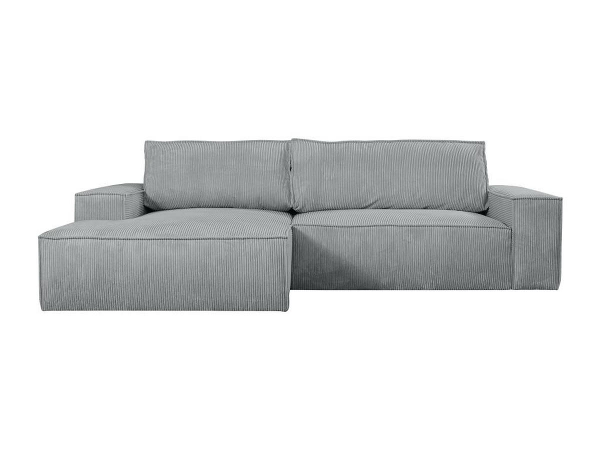 ECKSOFA mit Schlaffunktion - Ecke Links - Cord - Hellgrau - AMELIA - Hellgrau, Textil (167/267cm) - Vente-Unique