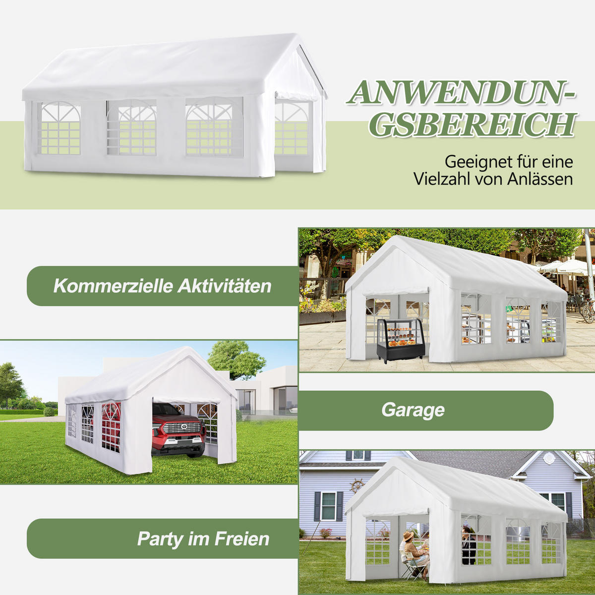 CARPORT Zeltgarage 3x6 m Grau - Weiß, Metall (299/283/598cm) - ComfortXL