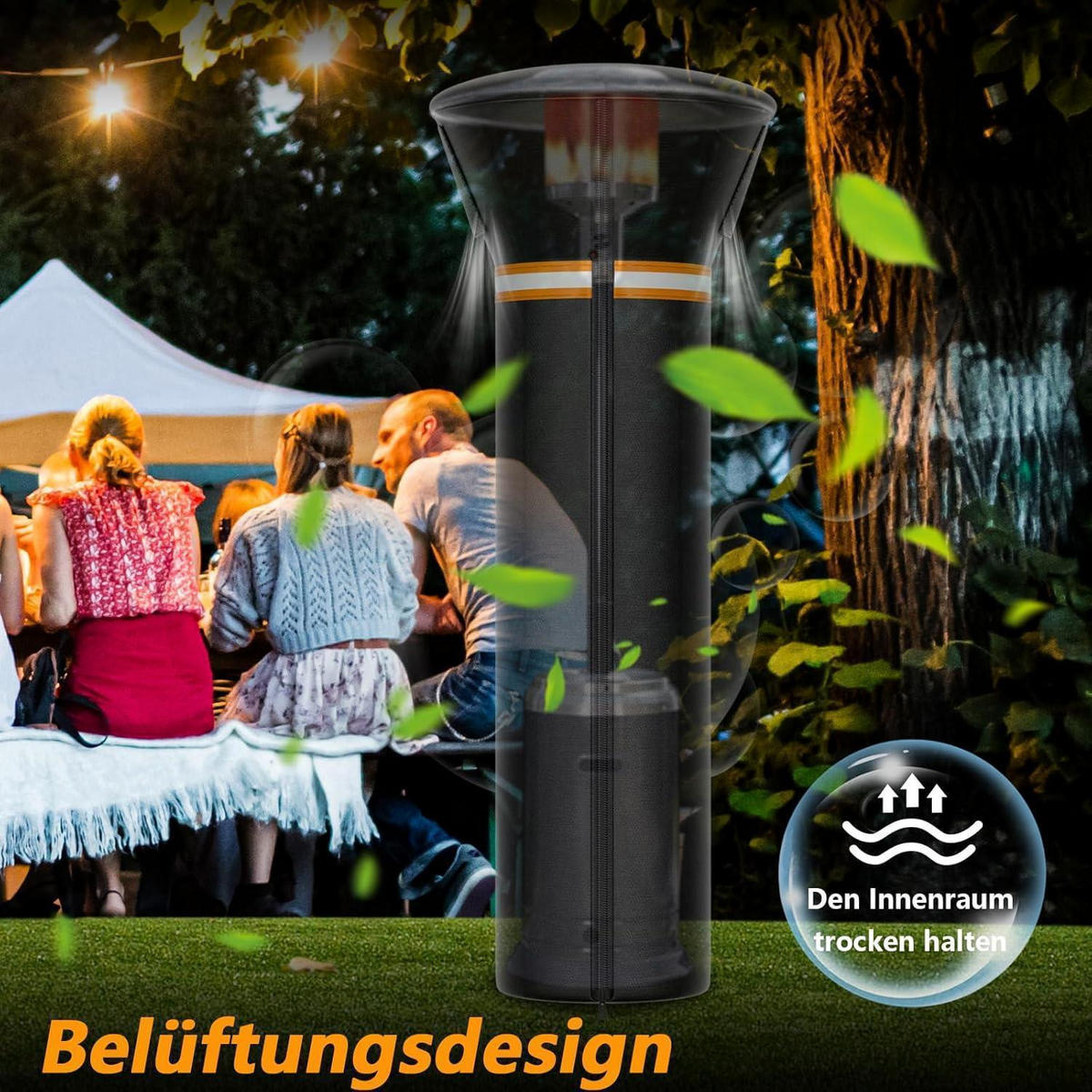 ABDECKUNG für Terrassenheizer 226 x 84 x 48 cm - Schwarz, Textil (84/48/226cm)