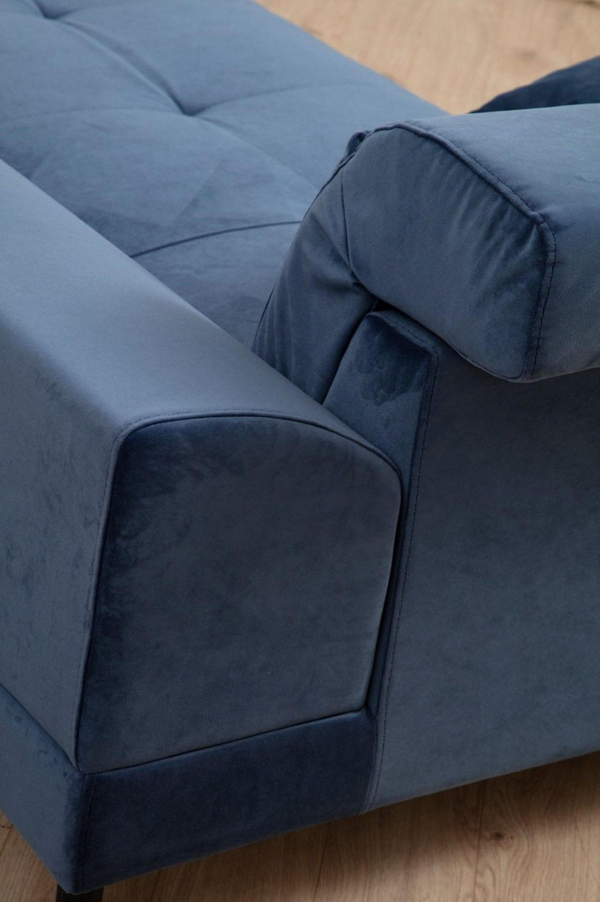 ECKSOFA mit verstellbarer Rückenlehne - Blau/Hellgrau, Holz/Textil (190/304cm) - myHomelando