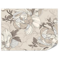 FOTOTAPETE für Wohnzimmer Natur Große Blüten Blätter Pflanzen 150x105 - Beige/Creme, Papier (150/105cm) - Muralo